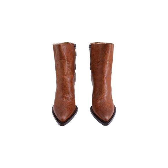 Saint Laurent Theo Raw-edge Ankle Boots in Brown Calfskin Leather - Picture 2 of 13